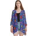 Grateful Dead Dancing Bears Pattern Open Front 3/4 Sleeve Batwing Chiffon Cardigan Kimono View1