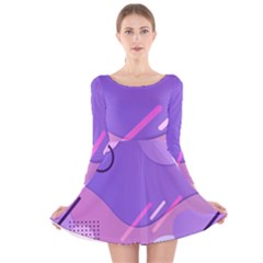 Colorful Labstract Wallpaper Theme Long Sleeve Velvet Skater Dress