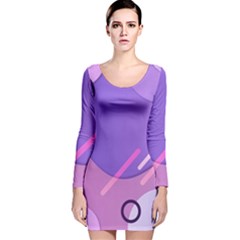 Colorful Labstract Wallpaper Theme Long Sleeve Velvet Bodycon Dress