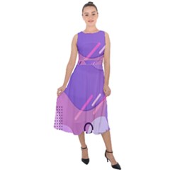 Colorful Labstract Wallpaper Theme Midi Tie-back Chiffon Dress by Apen