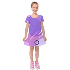 Colorful Labstract Wallpaper Theme Kids  Short Sleeve Velvet Dress