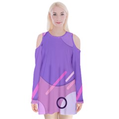 Colorful Labstract Wallpaper Theme Velvet Long Sleeve Shoulder Cutout Dress