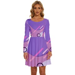 Colorful Labstract Wallpaper Theme Long Sleeve Wide Neck Velvet Dress by Apen