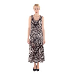 Earth Tones Fall Abstract Textured Print Sleeveless Maxi Dress by dflcprintsclothing