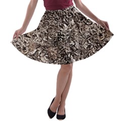 Earth Tones Fall Abstract Textured Print A-line Skater Skirt by dflcprintsclothing