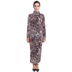 Earth Tones Fall Abstract Textured Print Turtleneck Maxi Dress by dflcprintsclothing