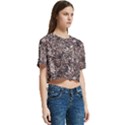 Earth Tones Fall Abstract Textured Print Women s Round Neck Short Sleeve Crop Top View3