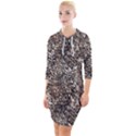 Earth Tones Fall Abstract Textured Print Quarter Sleeve Hood Bodycon Dress View1