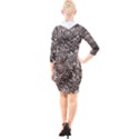 Earth Tones Fall Abstract Textured Print Quarter Sleeve Hood Bodycon Dress View2