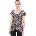 Earth Tones Fall Abstract Textured Print Lace Front Dolly Top View1