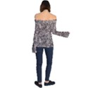 Earth Tones Fall Abstract Textured Print Off Shoulder Long Sleeve Top View2