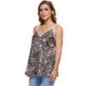 Earth Tones Fall Abstract Textured Print Casual Spaghetti Strap Chiffon Top View2