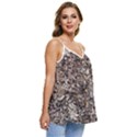 Earth Tones Fall Abstract Textured Print Casual Spaghetti Strap Chiffon Top View3