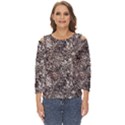 Earth Tones Fall Abstract Textured Print Cut Out Wide Sleeve Top View1