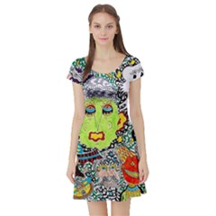 Supersonic Monster Mash Short Sleeve Skater Dress by chellerayartisans