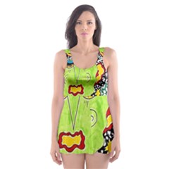 Supersonic Monster Mash Skater Dress Swimsuit by chellerayartisans