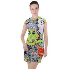 Supersonic Monster Mash Drawstring Hooded Dress by chellerayartisans