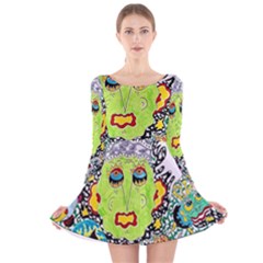 Supersonic Monster Mash Long Sleeve Velvet Skater Dress