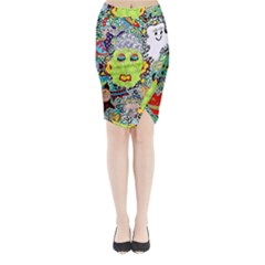 Supersonic Monster Mash Midi Wrap Pencil Skirt by chellerayartisans