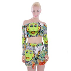 Supersonic Monster Mash Off Shoulder Top With Mini Skirt Set by chellerayartisans