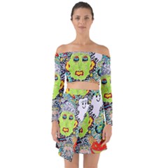 Supersonic Monster Mash Off Shoulder Top With Skirt Set by chellerayartisans