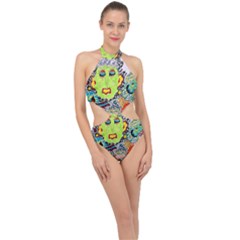 Supersonic Monster Mash Halter Side Cut Swimsuit by chellerayartisans