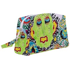 Supersonic Monster Mash Wristlet Pouch Bag (large) by chellerayartisans