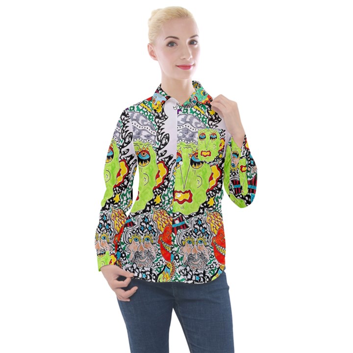 Supersonic Monster Mash Women s Long Sleeve Pocket Shirt