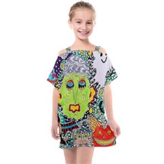 Supersonic Monster Mash Kids  One Piece Chiffon Dress by chellerayartisans