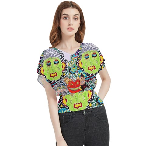 Supersonic Monster Mash Butterfly Chiffon Blouse by chellerayartisans