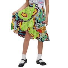 Supersonic Monster Mash Kids  Ruffle Flared Wrap Midi Skirt by chellerayartisans