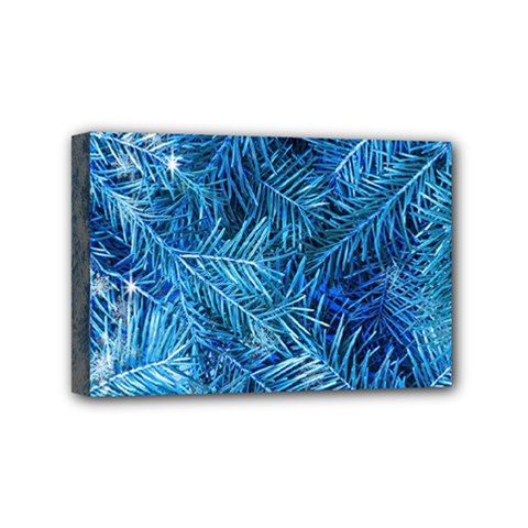 Blue Christmas Tree Branch Texture, Winter Texture, Tree Texture, Tree Branches Mini Canvas 6  X 4  (stretched) by kyorashop23