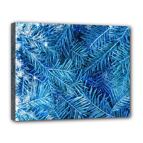 Blue Christmas Tree Branch Texture, Winter Texture, Tree Texture, Tree Branches Canvas 14  X 11  (stretched) by kyorashop23