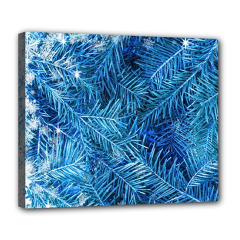 Blue Christmas Tree Branch Texture, Winter Texture, Tree Texture, Tree Branches Deluxe Canvas 24  X 20  (stretched) by kyorashop23