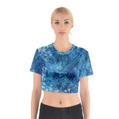 Blue Christmas Tree Branch Texture, Winter Texture, Tree Texture, Tree Branches Cotton Crop Top by kyorashop23