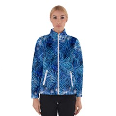 Blue Christmas Tree Branch Texture, Winter Texture, Tree Texture, Tree Branches Women s Bomber Jacket