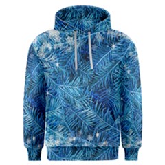 Blue Christmas Tree Branch Texture, Winter Texture, Tree Texture, Tree Branches Men s Overhead Hoodie