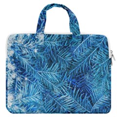 Blue Christmas Tree Branch Texture, Winter Texture, Tree Texture, Tree Branches Macbook Pro 15  Double Pocket Laptop Bag 