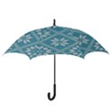 Blue Winter Knitted Texture, Blue Winter Background, Knitted Texture Hook Handle Umbrellas (Small) View3