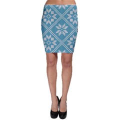 Blue Winter Knitted Texture, Blue Winter Background, Knitted Texture Bodycon Skirt by kyorashop23