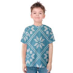 Blue Winter Knitted Texture, Blue Winter Background, Knitted Texture Kids  Cotton T-shirt