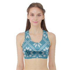 Blue Winter Knitted Texture, Blue Winter Background, Knitted Texture Sports Bra With Border by kyorashop23