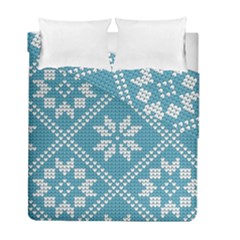 Blue Winter Knitted Texture, Blue Winter Background, Knitted Texture Duvet Cover Double Side (full/ Double Size) by kyorashop23