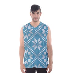 Blue Winter Knitted Texture, Blue Winter Background, Knitted Texture Men s Basketball Tank Top by kyorashop23