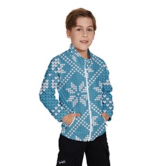 Blue Winter Knitted Texture, Blue Winter Background, Knitted Texture Kids  Windbreaker