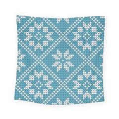 Blue Winter Knitted Texture, Blue Winter Background, Knitted Texture Square Tapestry (small)