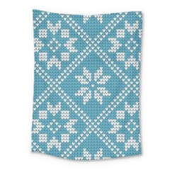 Blue Winter Knitted Texture, Blue Winter Background, Knitted Texture Medium Tapestry