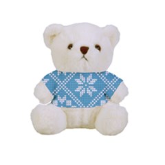 Blue Winter Knitted Texture, Blue Winter Background, Knitted Texture Full Print Cuddly Teddy Bear by kyorashop23