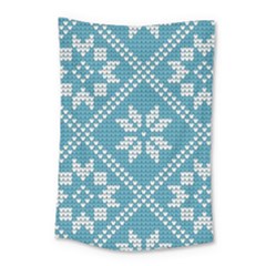 Blue Winter Knitted Texture, Blue Winter Background, Knitted Texture Small Tapestry