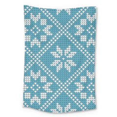 Blue Winter Knitted Texture, Blue Winter Background, Knitted Texture Large Tapestry